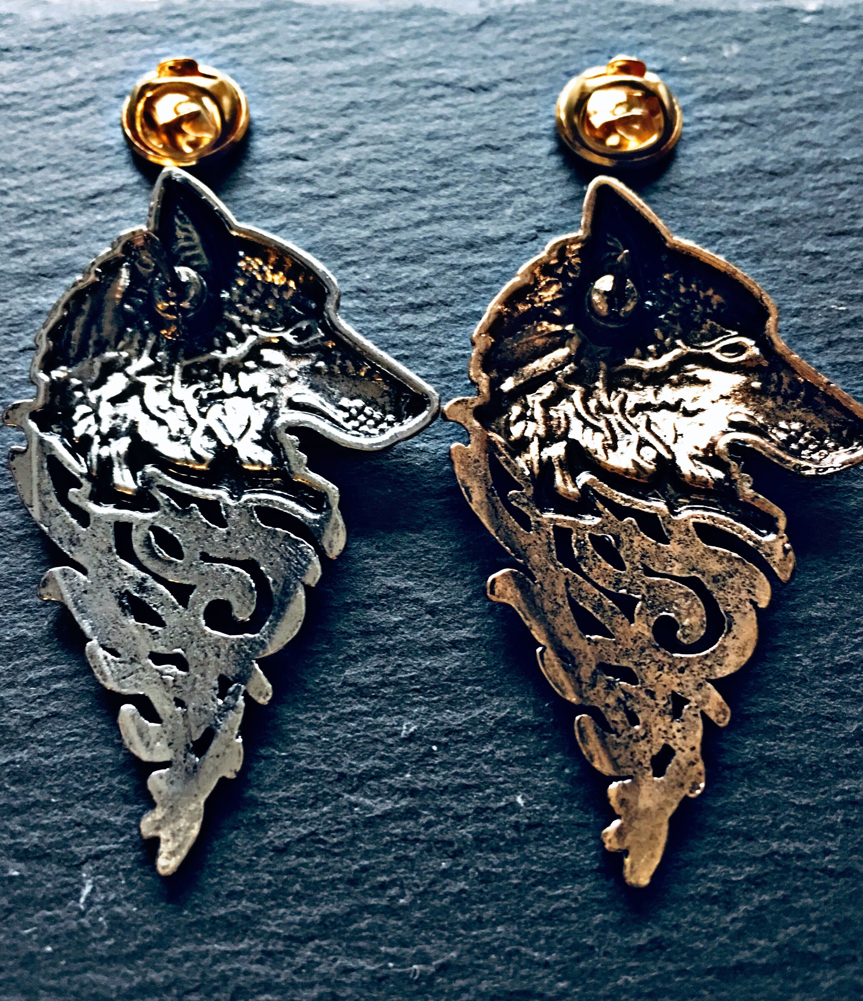 1ピース ヴィンテージ パンクウルフバッジ ブローチ ラペルピン シャツ襟ジュエリー