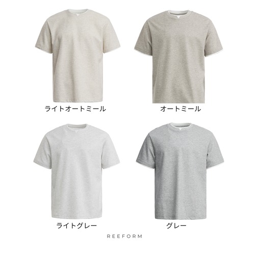 オーバーサイズ ラウンドネック メンズカジュアル シンプル 半袖T/ ライトオートミール26SP-039