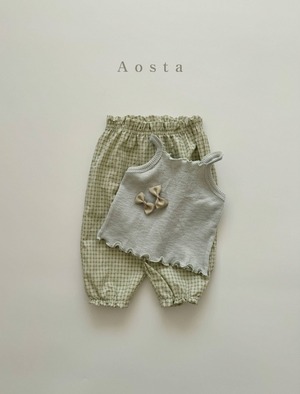 【Aosta】サマージョガーパンツ 70~115cm グリーンチェック 240511