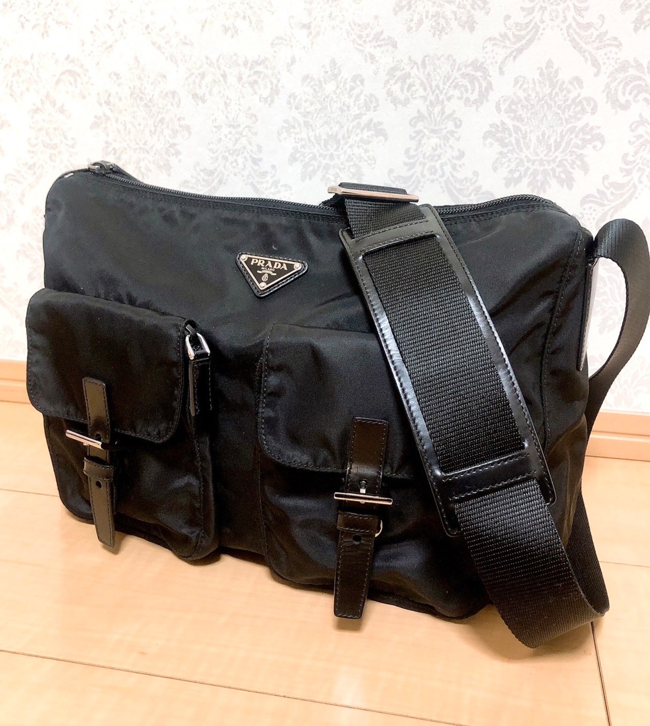 プラダ PRADA 斜め掛けショルダーバッグ 噛みしめれ ナイロン黒_BT0644