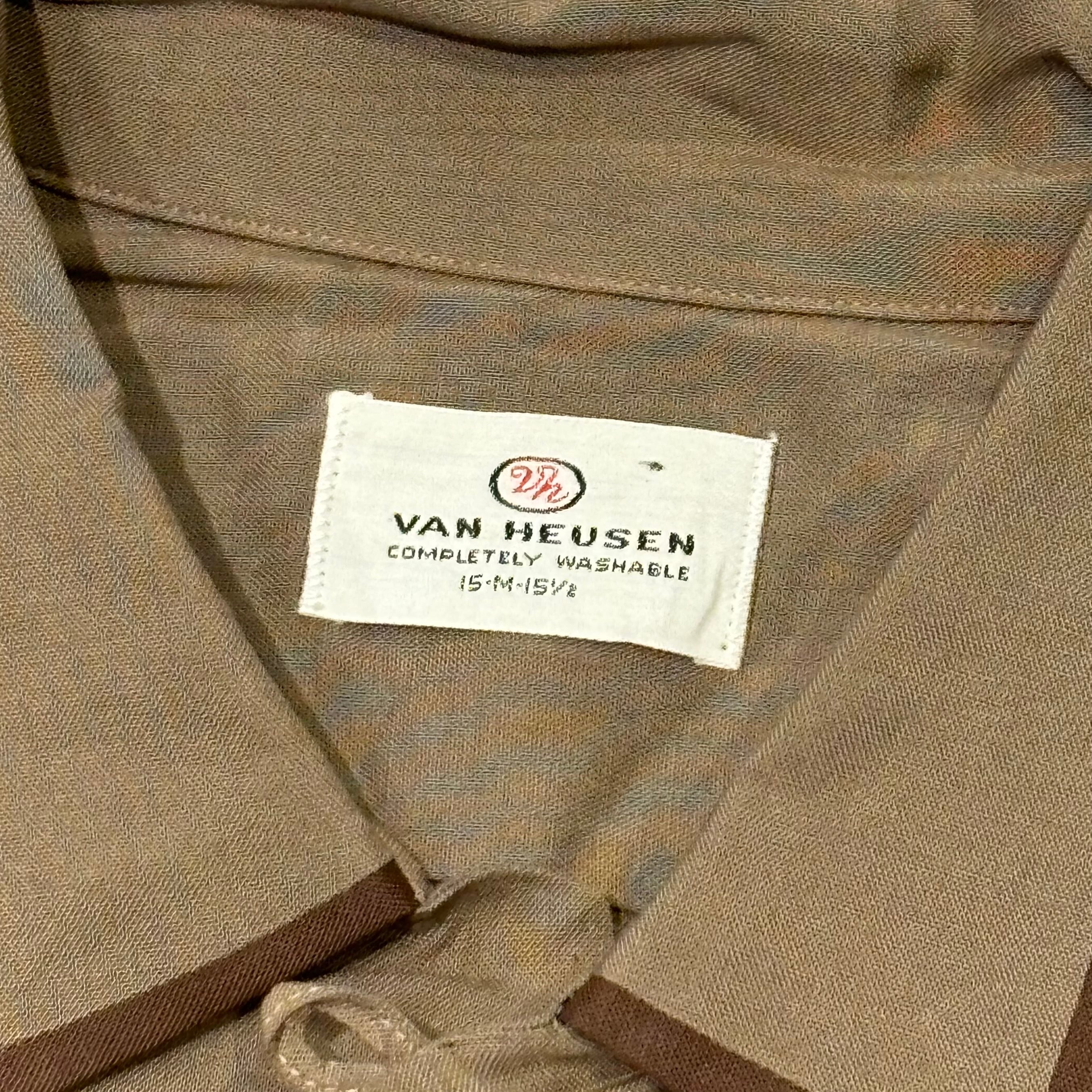 希少 50s Van Heusen レーヨン ギャバ 開襟 シャツ ブラウン 50's