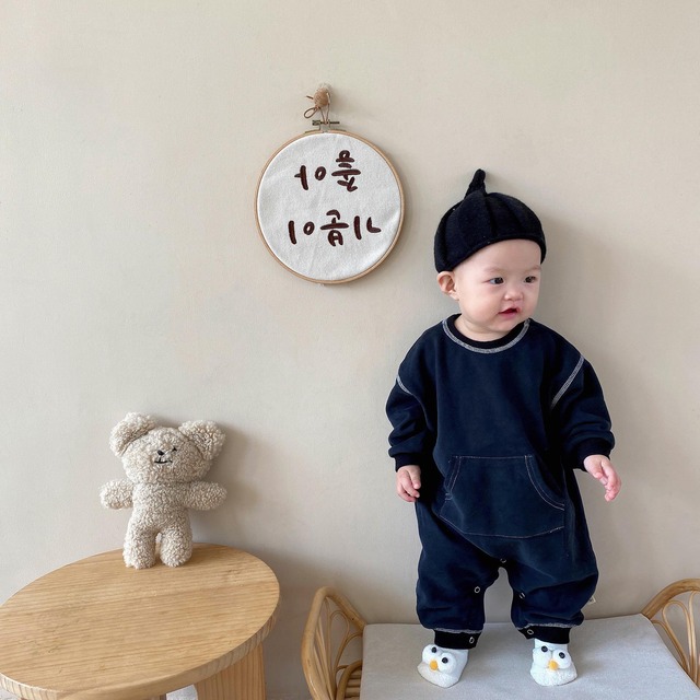 【BABY】ポケット付きオシャレロンパース