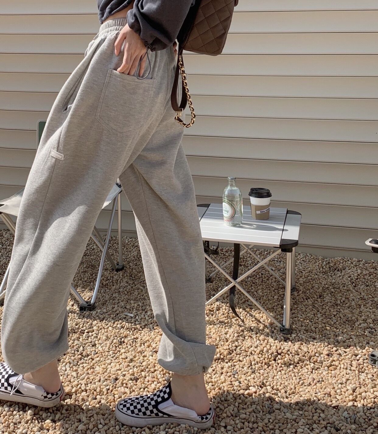 ギャザーパンツ レディースルーズスリムハイウェストウェストグレーオータムウィンターカジュアル 秋物 冬物 ブラックストロベリース4280623735