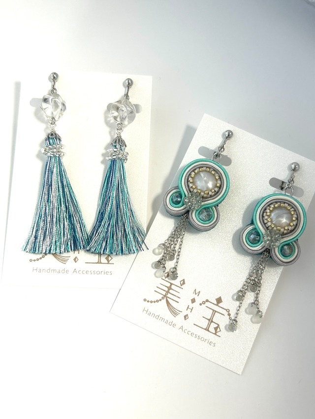 イヤリング　2026年福袋　２点セット　タッセルイヤリングとソウタシエイヤリング