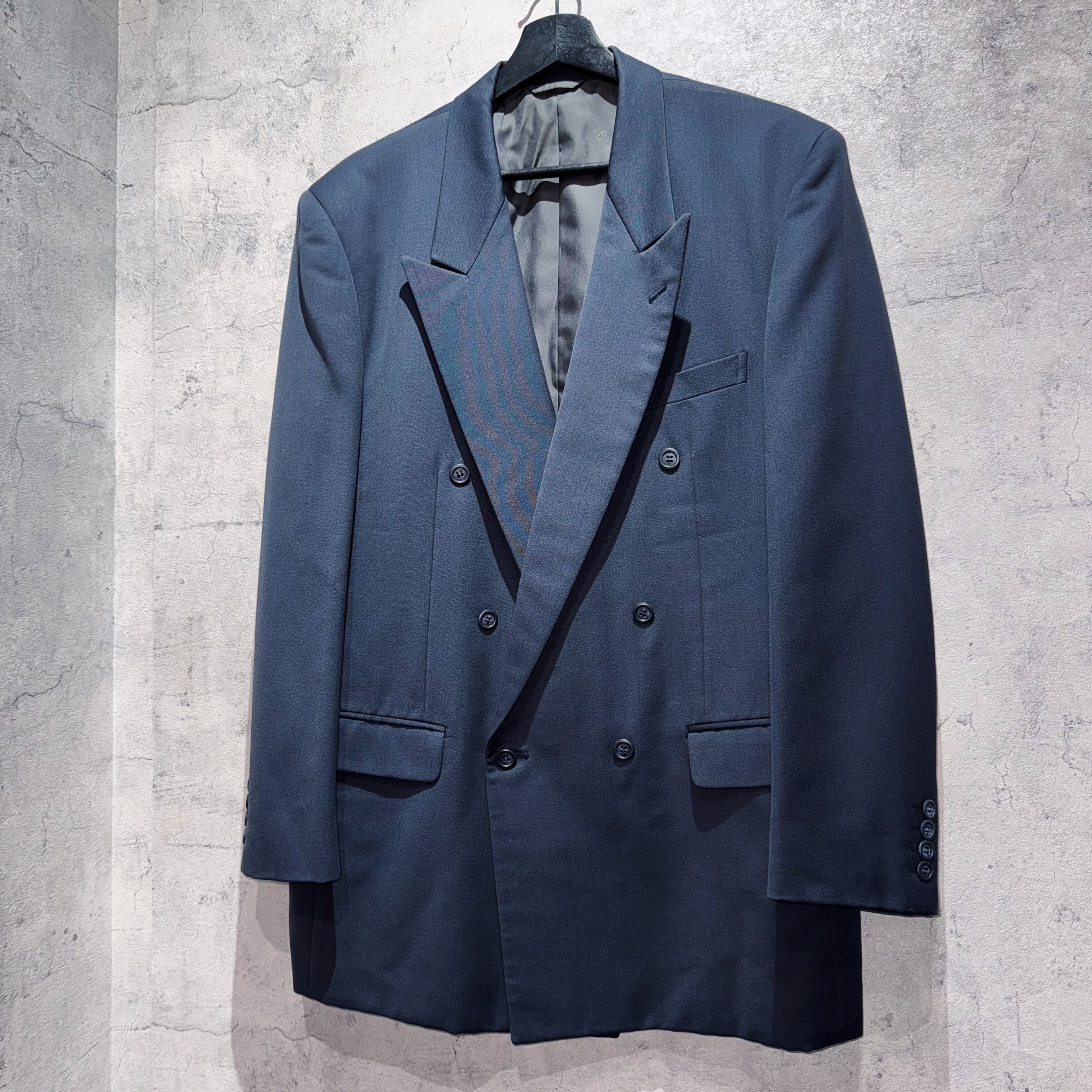 美品✨クリスチャンディオール　ダブルブレスト　セットアップ　ストライプ　ネイビー 美品✨クリスチャンディオール ダブルブレスト セットアップ