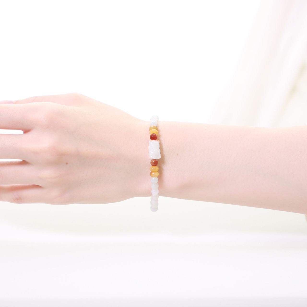 猫好きにはたまらないワンポイントブレスレット！ A貨翡翠 jd_br1116