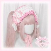 ♡ Candy ギンガムチェック柄 フリルレースリボンヘッドドレス light blue ♡