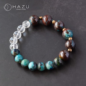 自然美感じる2種のクリソコラ［クリソコラ／水晶／ヘマタイト］