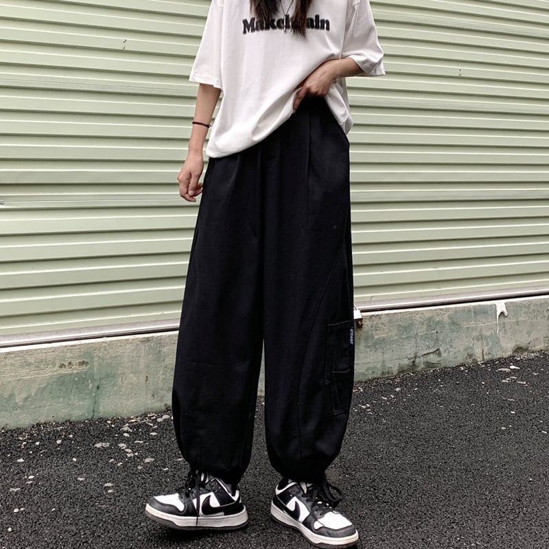 【即納L】ストリート系 カジュアルパンツ ユニセックス コットンパンツ