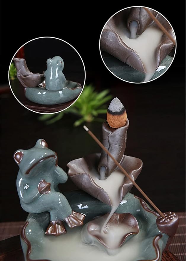 香炉 陶器 かわいい カエル 蛙 癒し香炉 陶芸 倒流香 仏壇用香炉 お