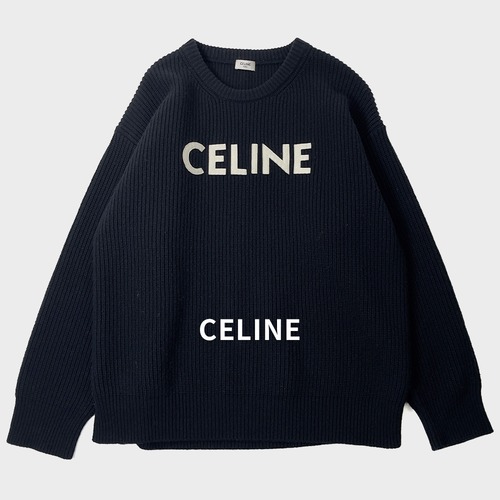 美品 CELINE セリーヌ 22AW オーバーサイズ リブ編み ウールニット クルーネックセーター エディ期 2A19R423P 黒 ブラック / J&NREUSE メンズ