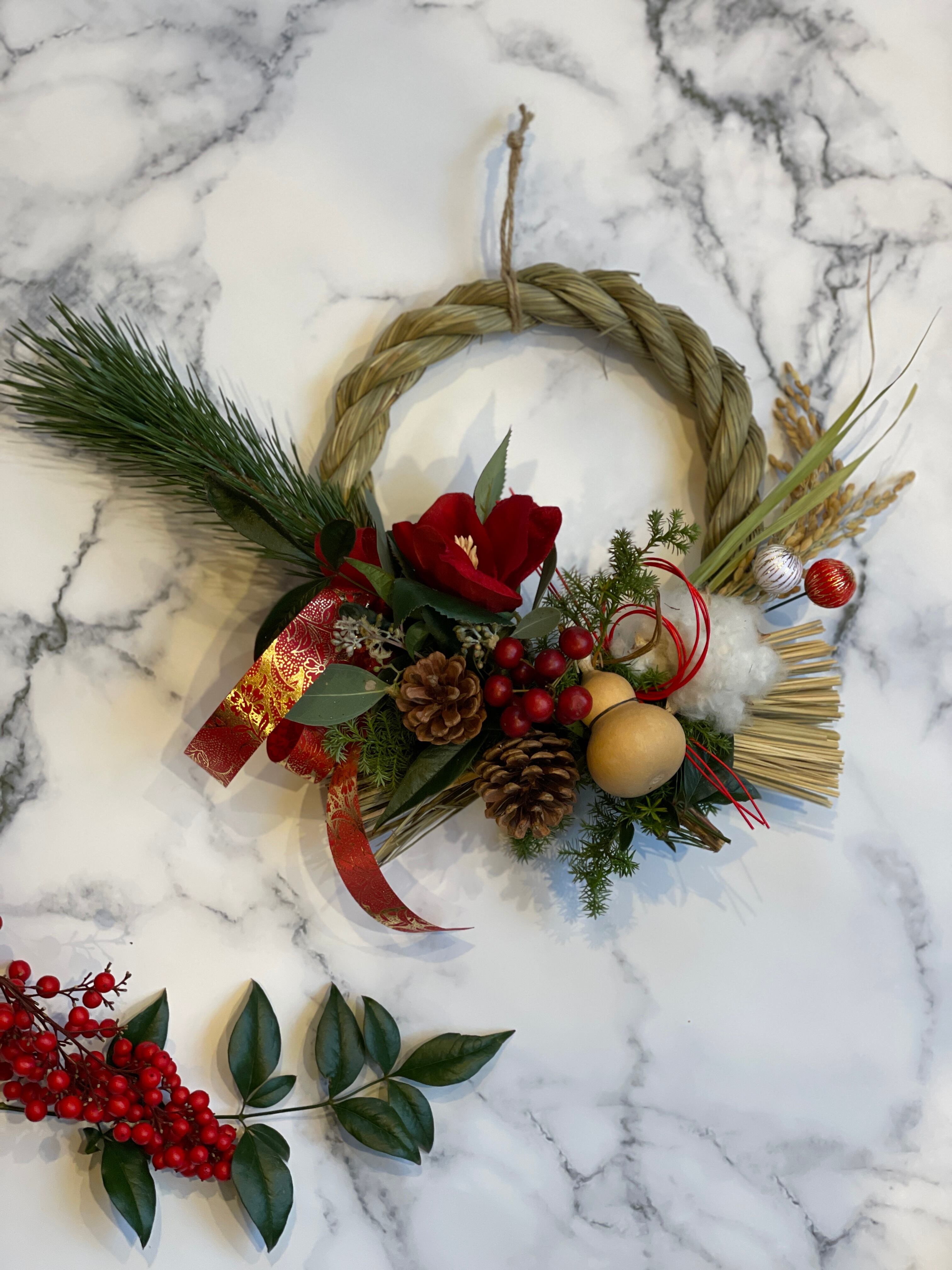 千成ひょうたんしめ縄飾り.赤