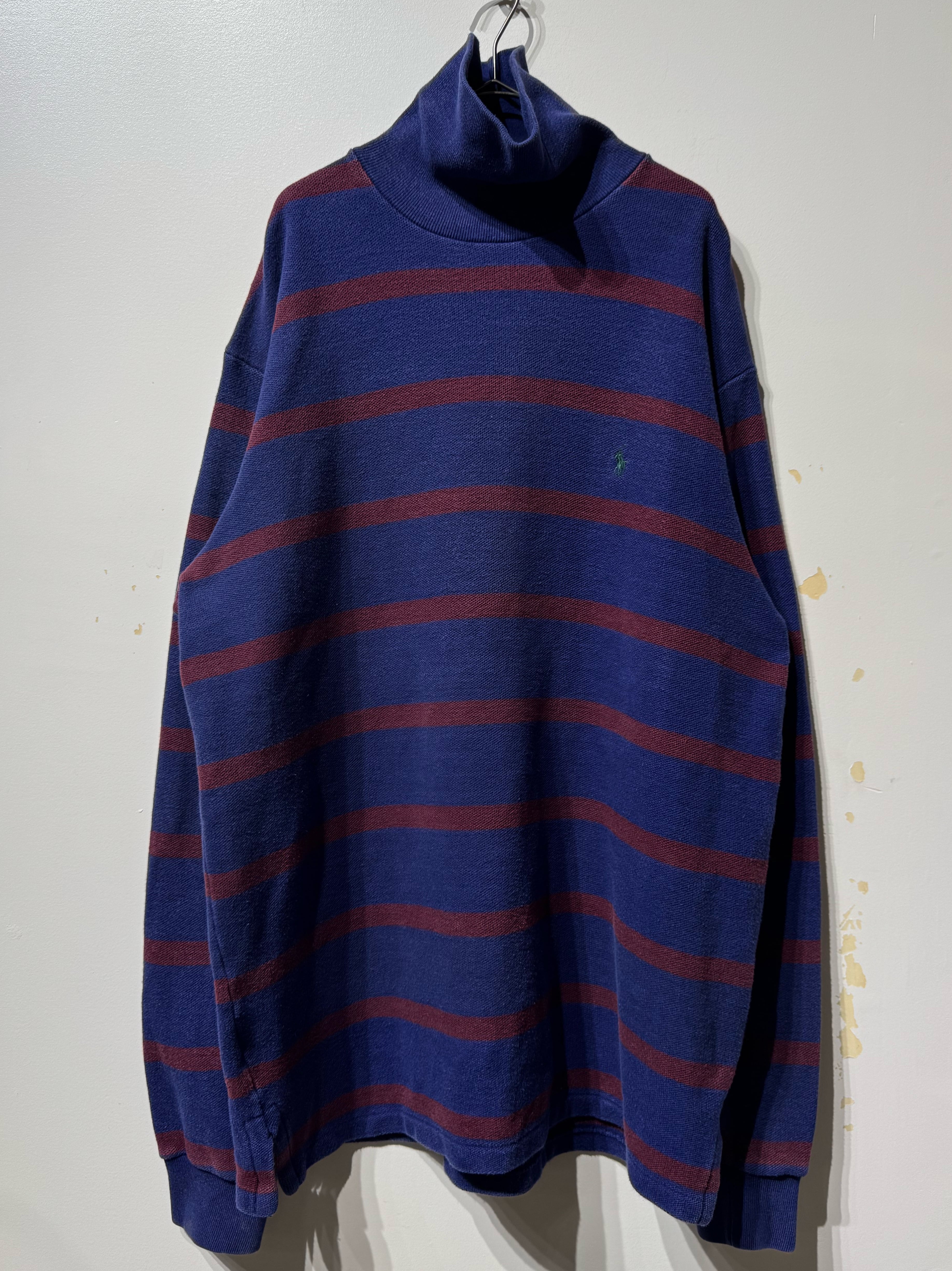 (KN610)Polo Ralph Lauren high neck heavy pique border made in USA