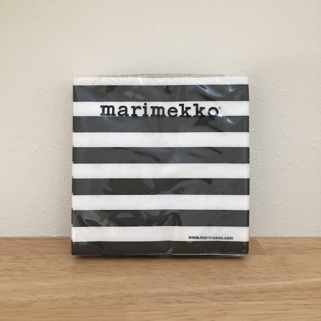 【marimekko】カクテルサイズ ペーパーナプキン TASARAITA ホワイト×ブラック