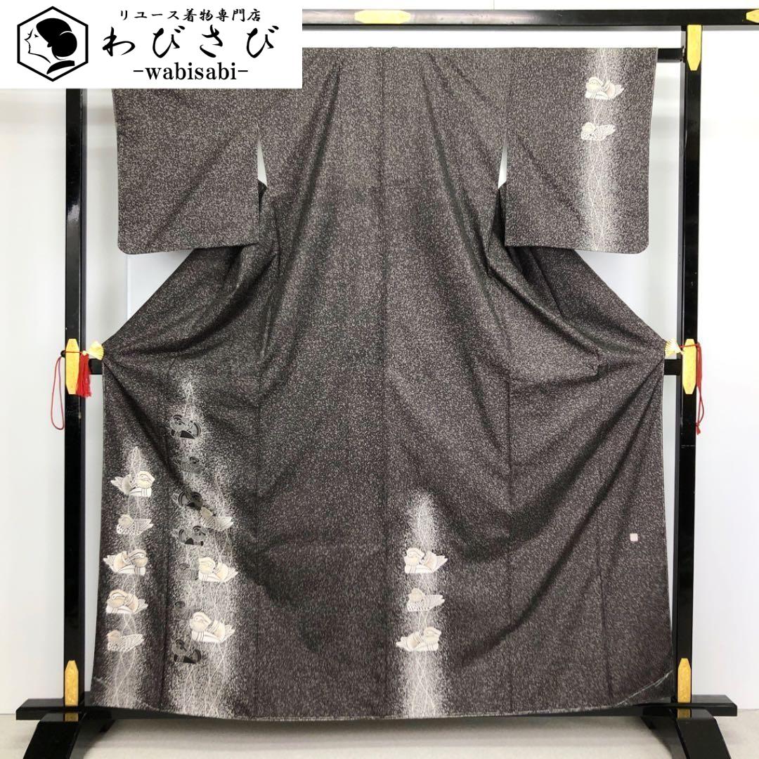 訪問着 美しい花模様 金彩 叩き染 貴族鼠色 K-5922 着物 きもの kimono