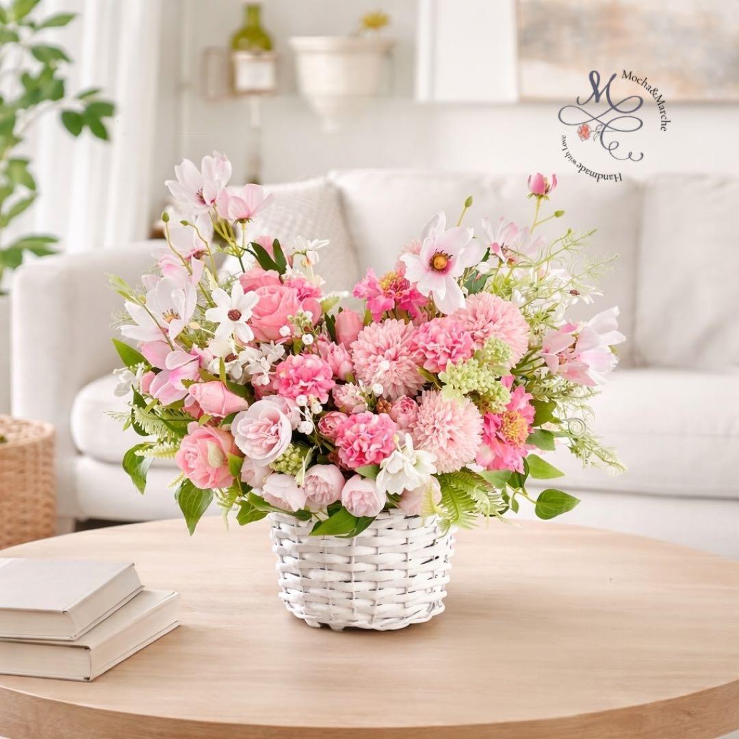 光触媒フラワー 贅沢バスケットアレンジメント 母の日 退職祝い お誕生