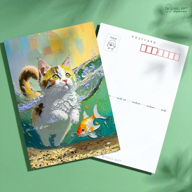 手のひらの中の絵画展~子猫と金魚~ ポストカード はがき ハガキ 絵葉書