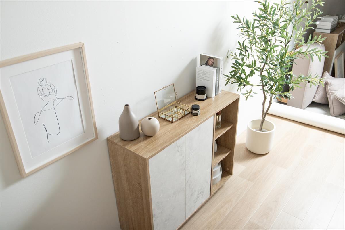 【幅96cm】Tas バイカラーキャビネット 幅96cm】Tas バイカラーキャビネット 扉付き リビング収納 本棚 北海道