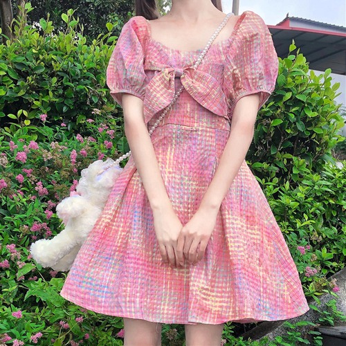 ✞ スリーブリボンマルチカラーワンピースドレスOP スクウェア ステッチ ✞ゴスロリ SM ミリ 甘ロリ クラロリ 和ロリ エレガント 黒ロリ 姫ロリ 華ロリ BB-BB4745413