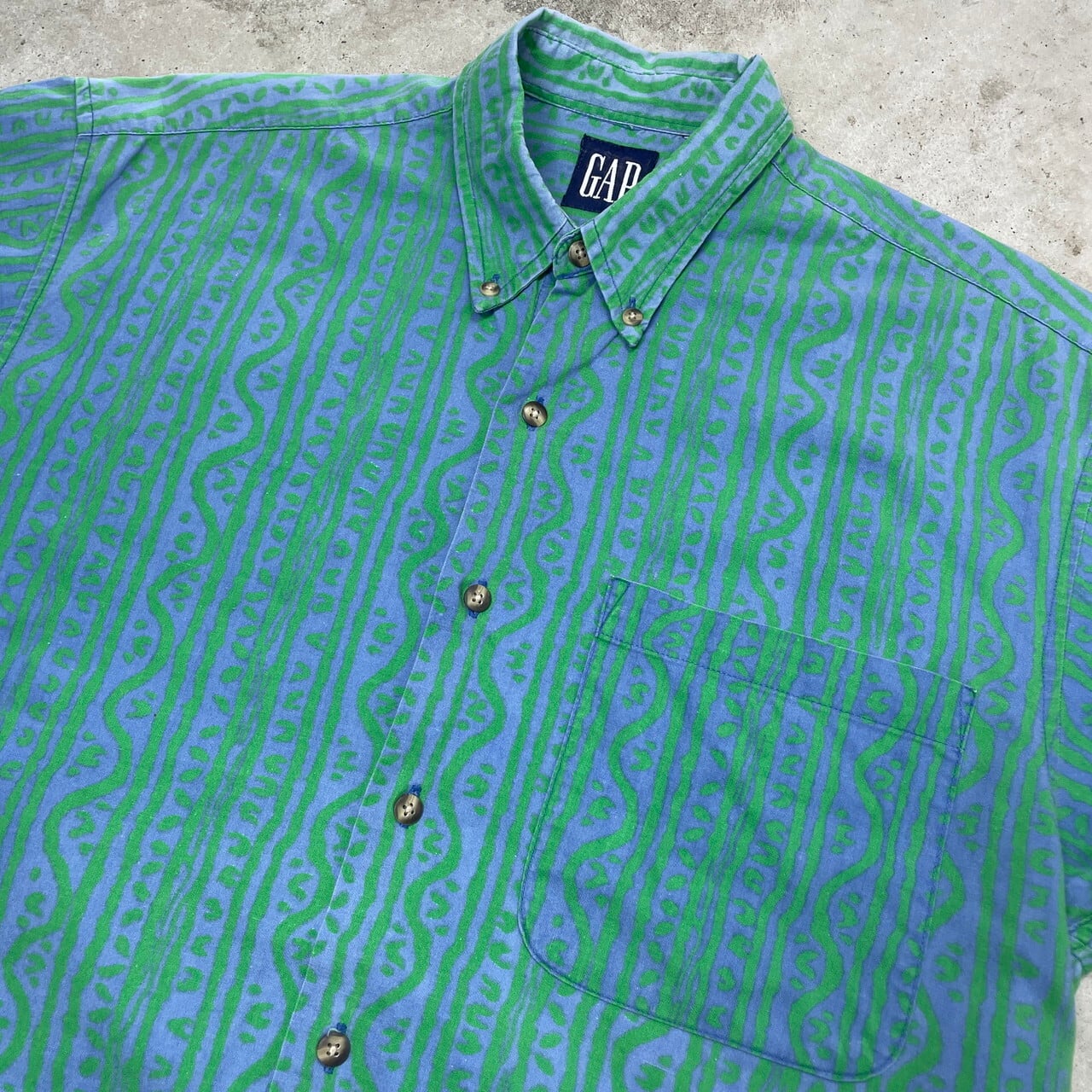 90年代 GAP オールドギャップ 総柄 半袖シャツ メンズL相当 古着 90s 