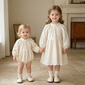 ベビー服 姉妹コーデ ロンパース ワンピース 女の子 66-130㎝ ベビードレス 長袖 女の子 キッズ 春 秋服 子ども 子供 新生児 赤ちゃん 姉妹 26LT1128