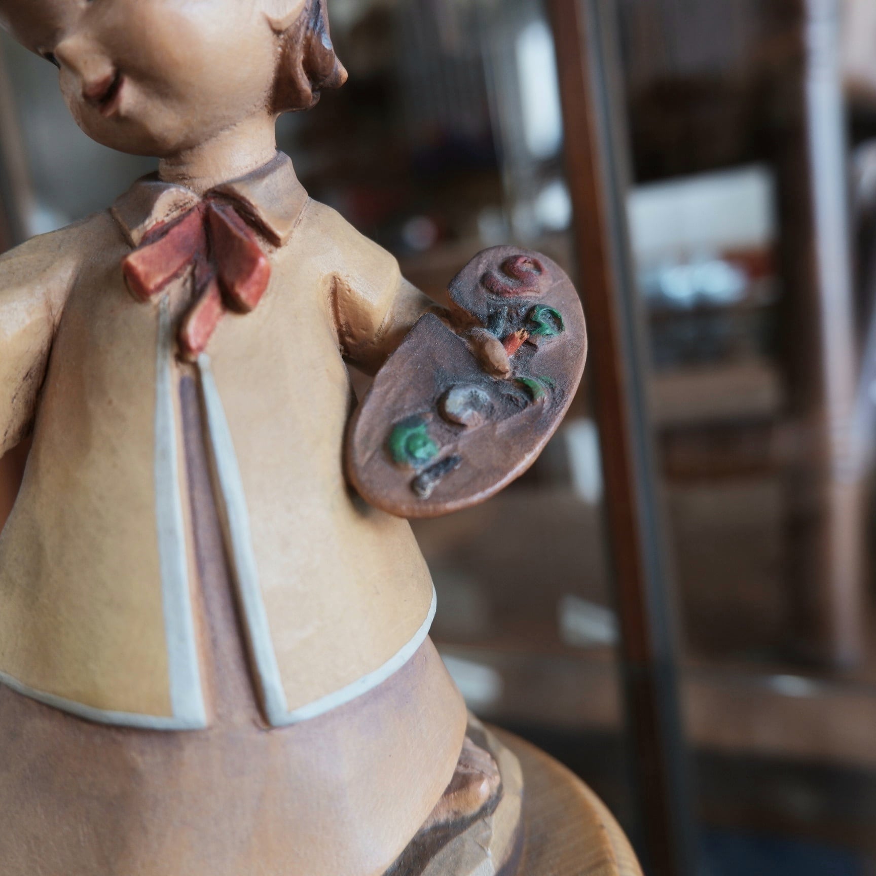 希少 60's ANRI アンリ オルゴール チャーリー＆ルーシー 木彫り人形 