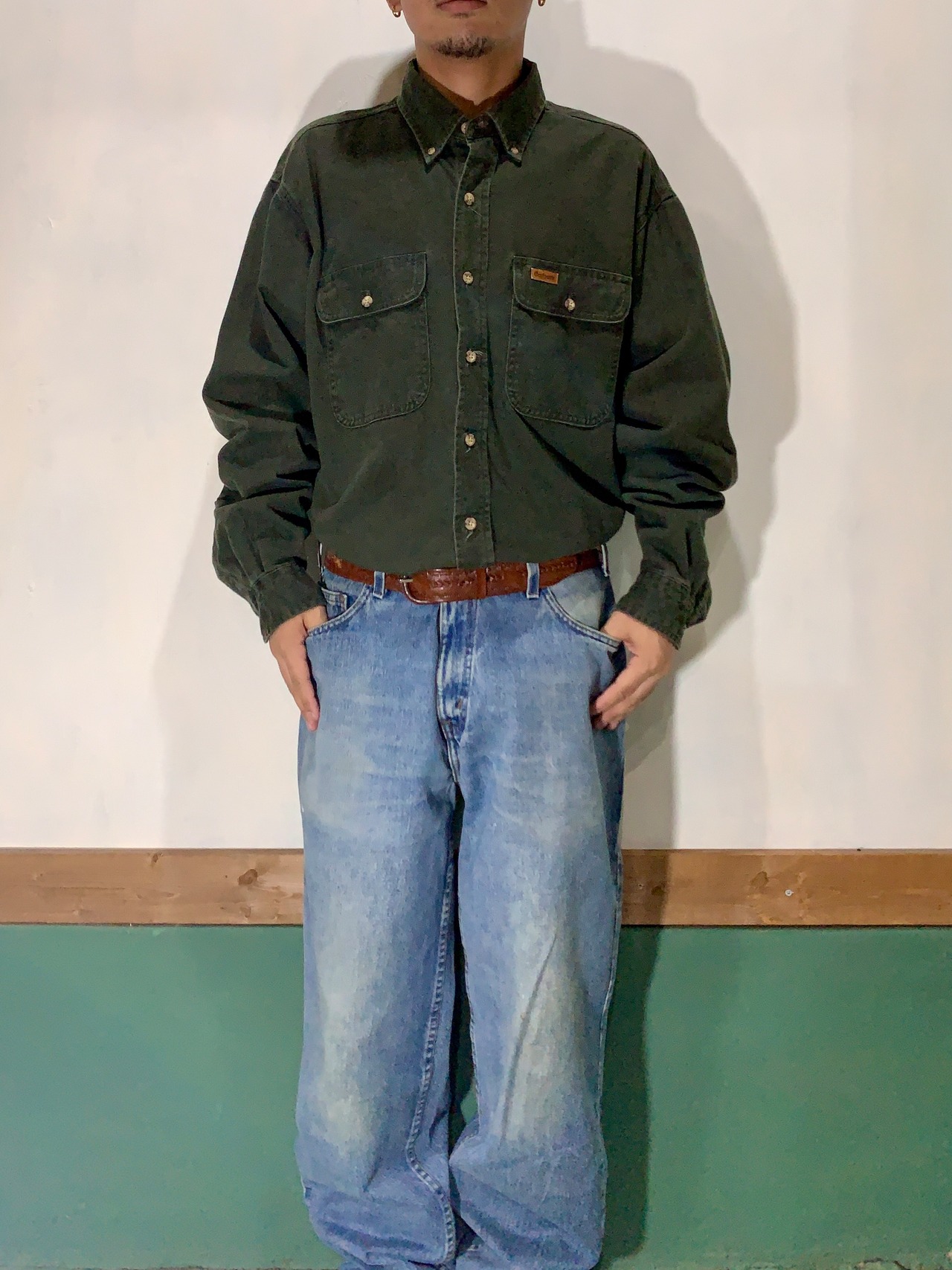 90's carharrt Work Cotton Shirt Made in USA【XL】