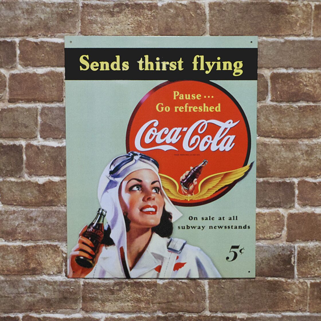 コカ・コーラ （Sends thirst Coca-Cola）アメリカンブリキ看板 | Pay ID