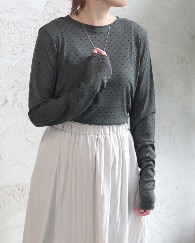 【hunch】パワーネット フロッキードットプリント クルーネックトップス　(260866)