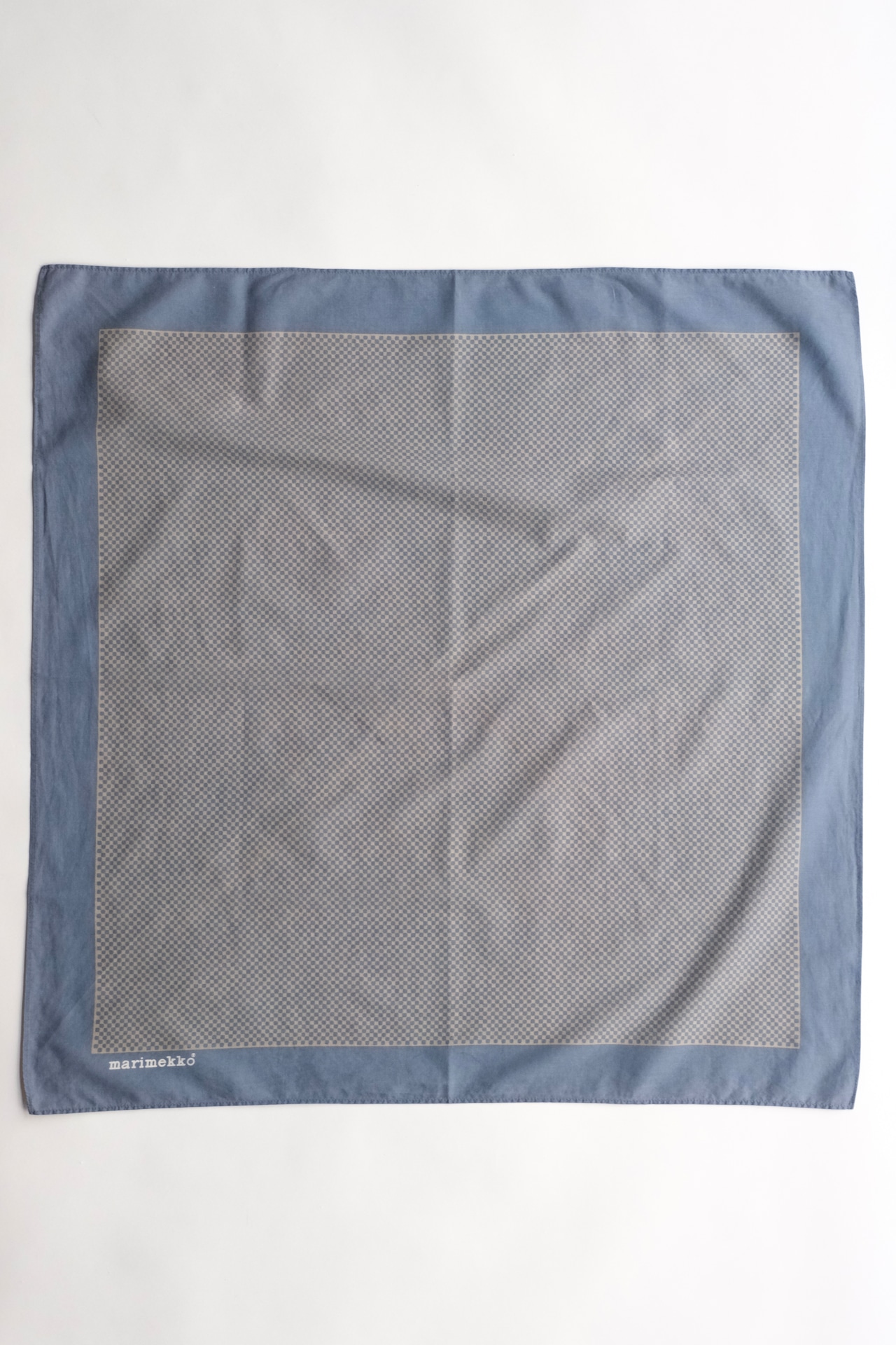 Marimekko blue grey geometric square cotton scarf