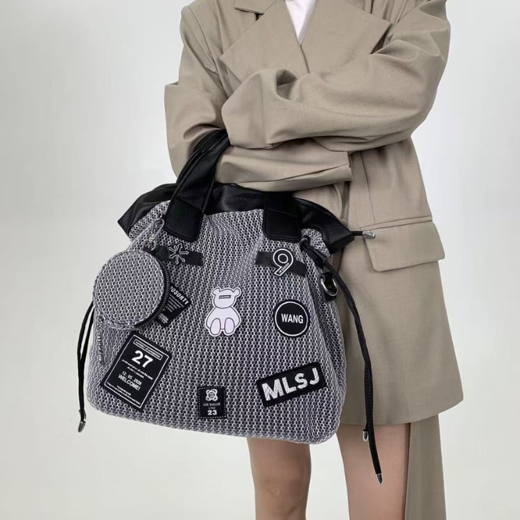 ワッペンデザイン メッシュバッグ&ミニポーチセットR30389