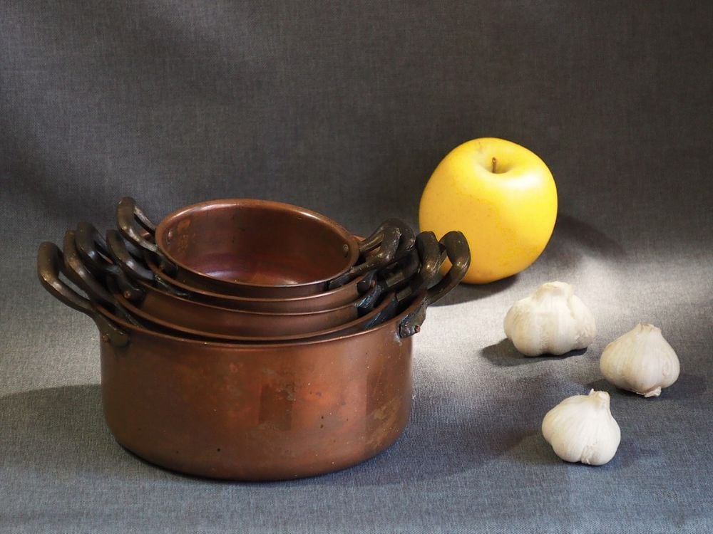 銅製 両手鍋 3 サイズ15㎝ フランスブロカント アンティーク 66065-3