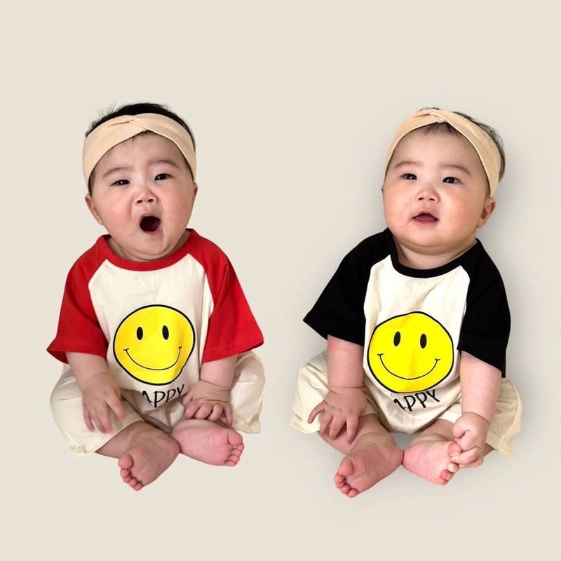 【BABY】夏新作 笑顔柄ロンパース