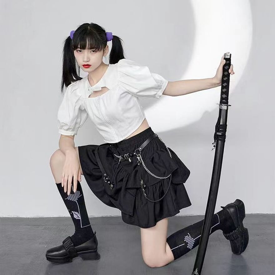 ゴスロリ ミニスカート ベルト付き×ライブ参戦服向け｜WithU