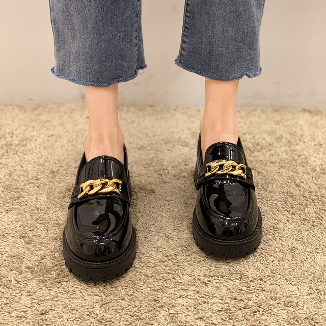 シングルサマースタイルチェーン スタンダードレザー 靴 シューズ レトロ 夏物 フェイクシューズ31948987643