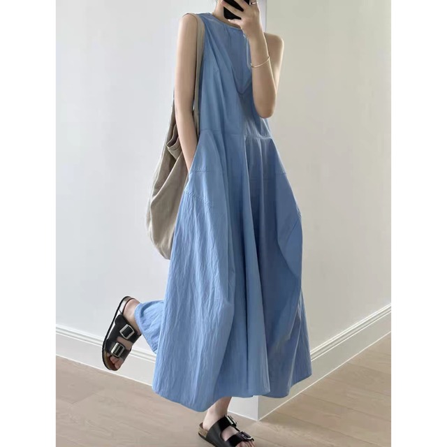 バルーンシルエットノースリーブワンピース　0064