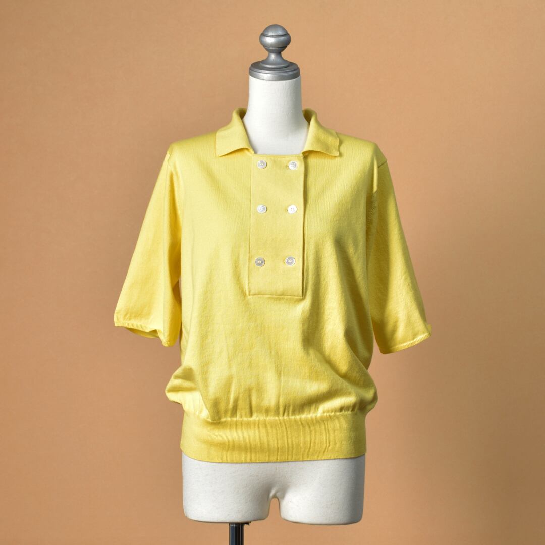 IKITSUKE イキツケ ポロダブルニット・イエロー【送料無料】