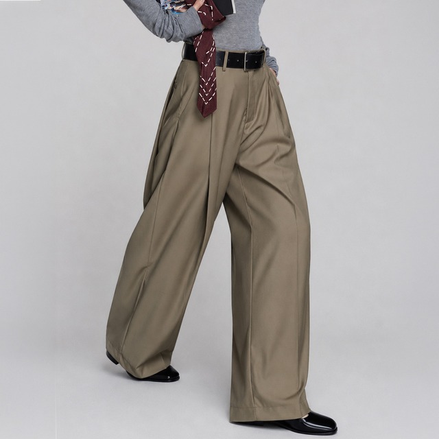 Wide leg tuck trousers A00078