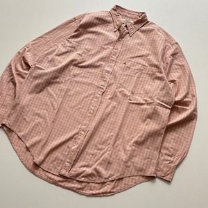 -USED- POLO JEANS CHECK L/S SHIRTS -PINK,BEIGE- [L]