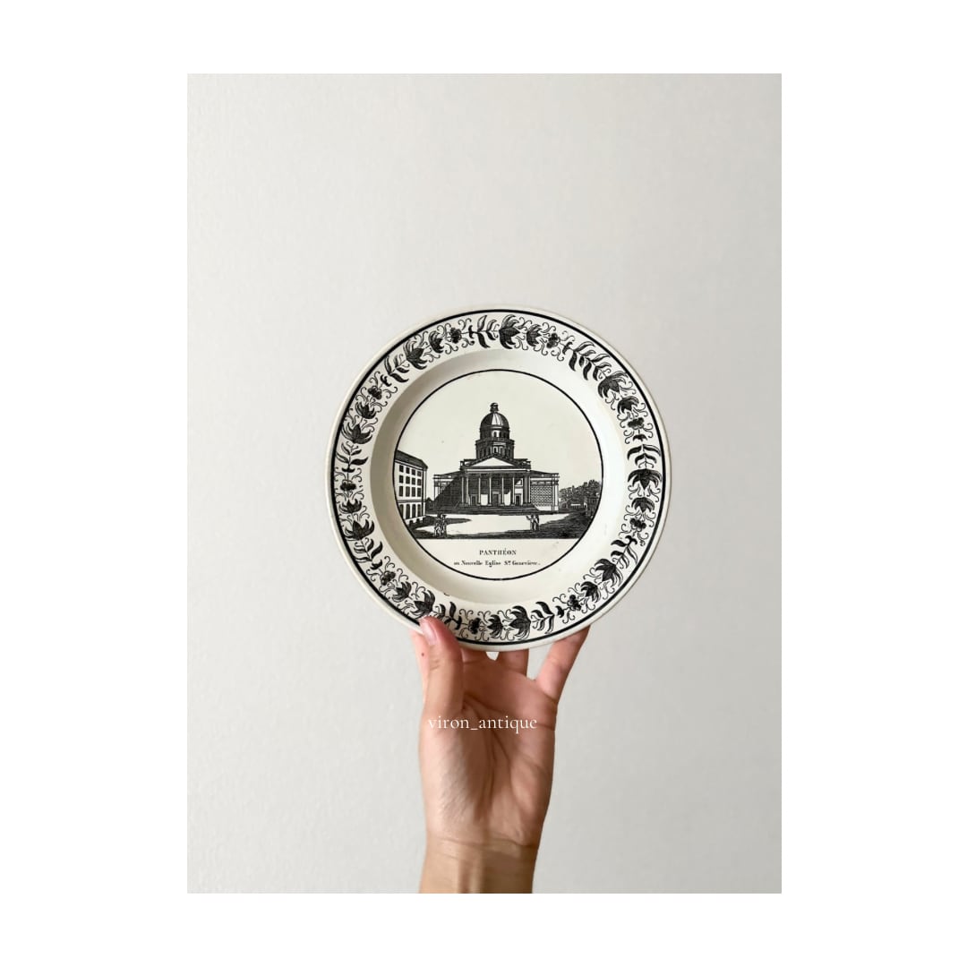 Creil et Montereau クレイユモントロー / “PANTHÉON” グリザイユプレート 1800-1825s