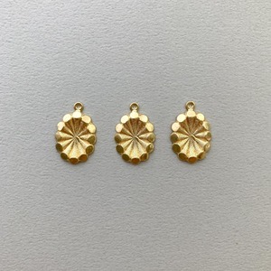 〈最終入荷〉USA真鍮 ドット縁ざらざらオーバルチャーム