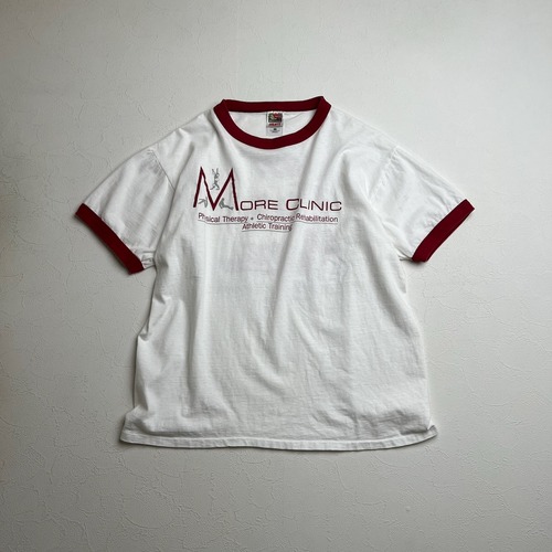 USA　リンガーT　両面プリント　メディカルプリント　病院　Tシャツ　ホワイト　レッド　L 古着