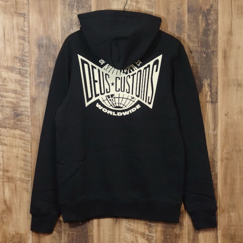 デウスエクスマキナ メンズ ジップアップパーカー Deus Ex Machina GIZMOS HOODIE ブラック