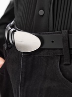 Slight Vogue x BEVAN UP Curved Buckle Leather Belt