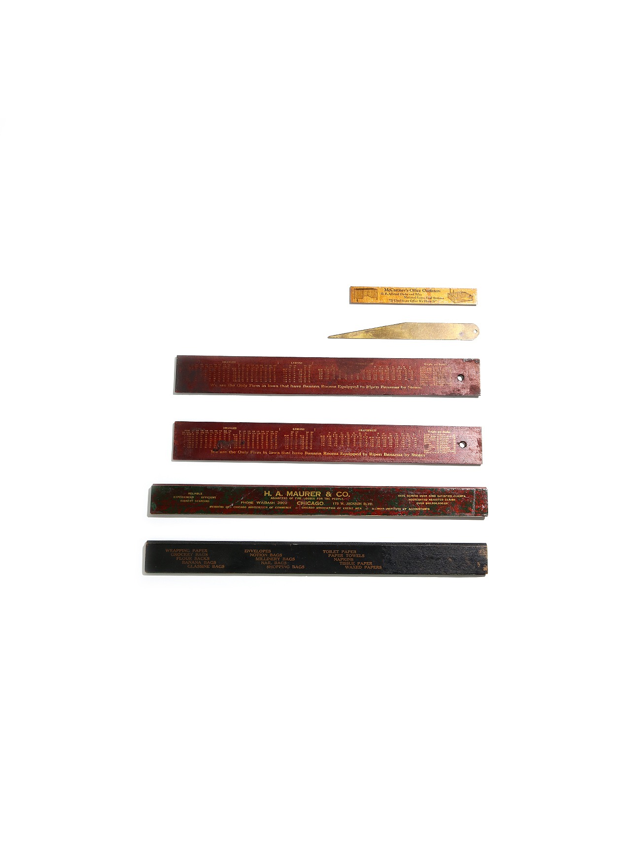 Wooden and brass rulers