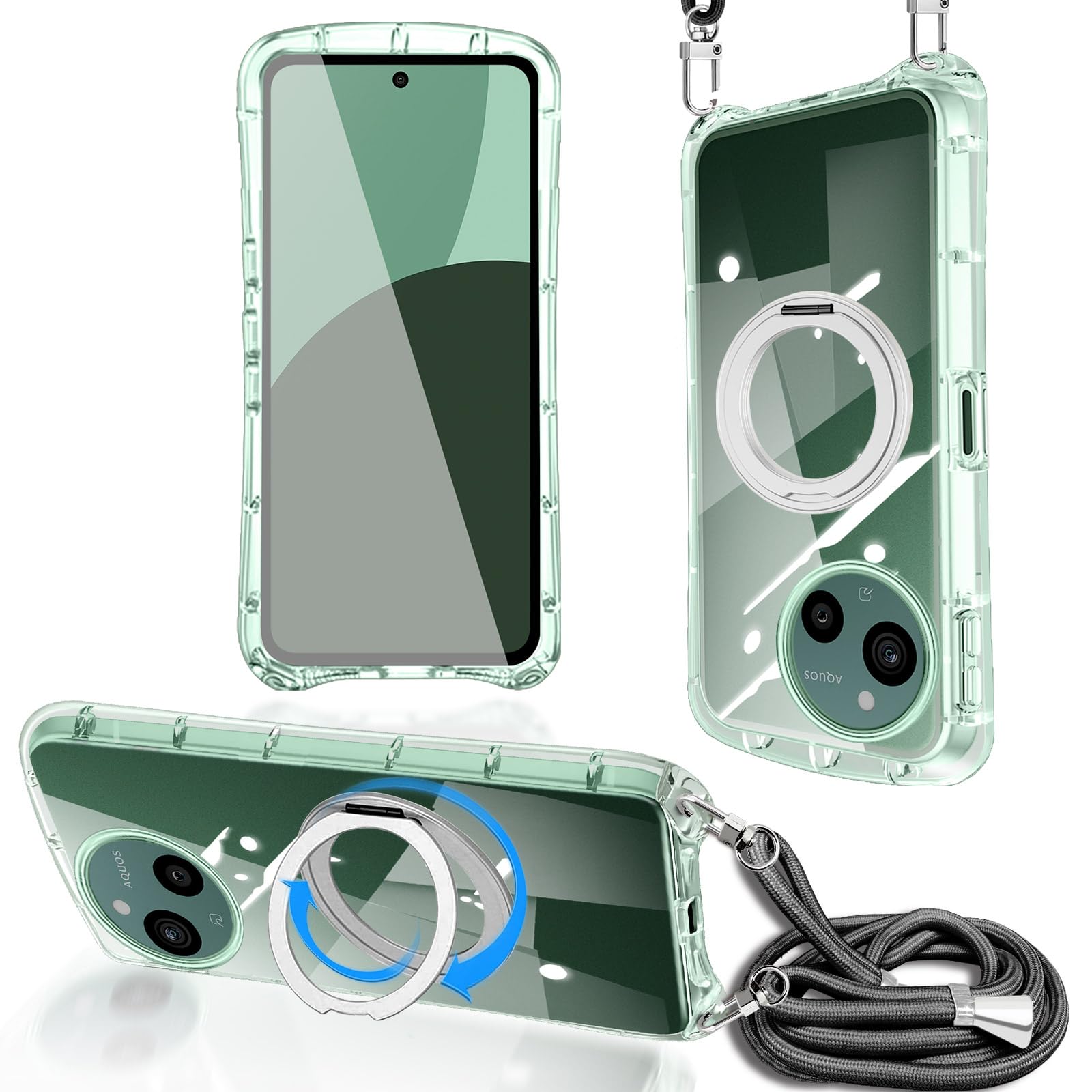 Shengkawang AQUOS sense10 用 ケース ショルダー sense9 用 カバー ストラップ SH-53E SH-53F 全透明