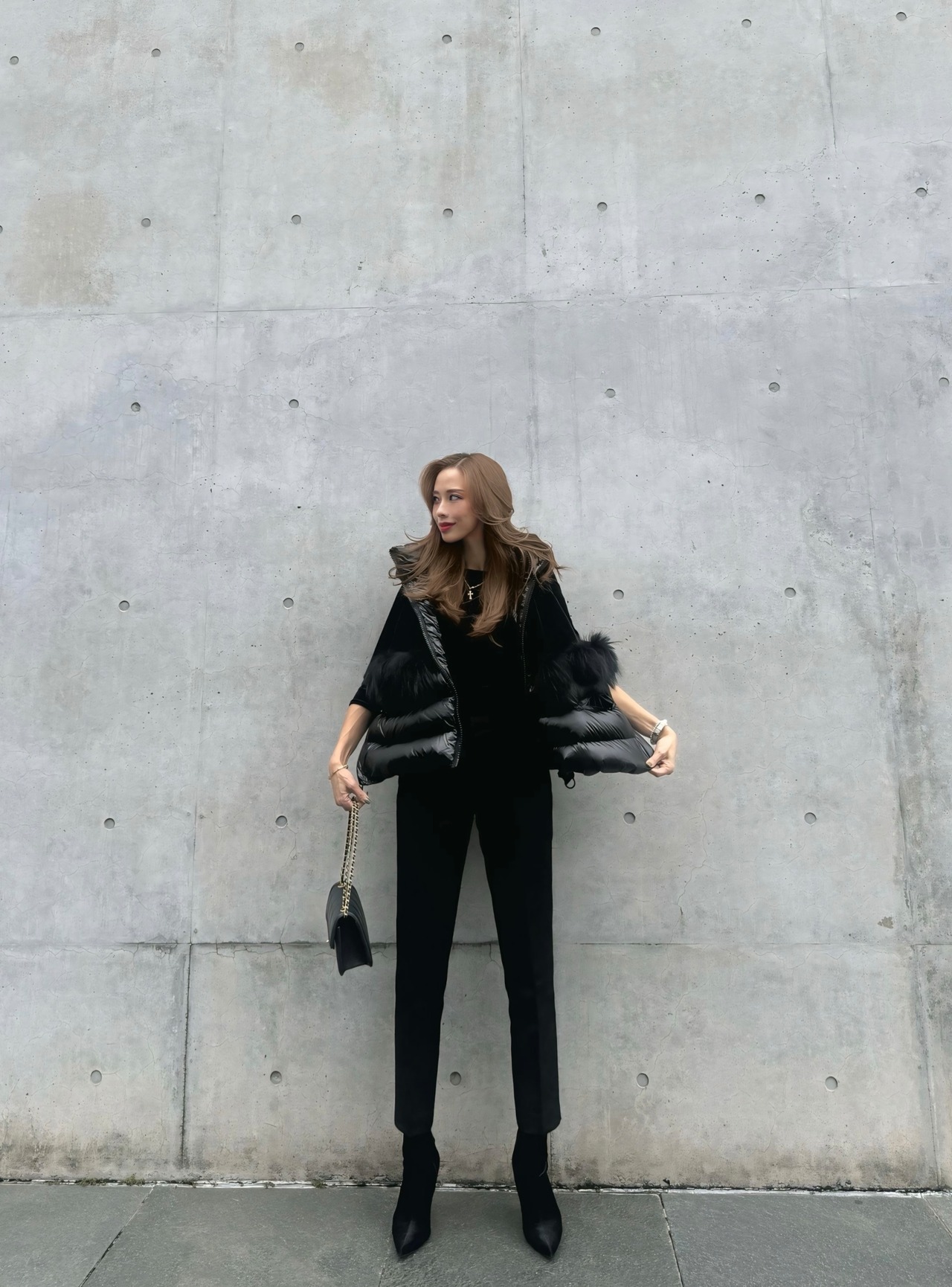 velvet fur down vest