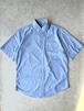 80s USA製 L.L.Bean サックスブルー ストライプ 半袖ボタンダウンシャツ