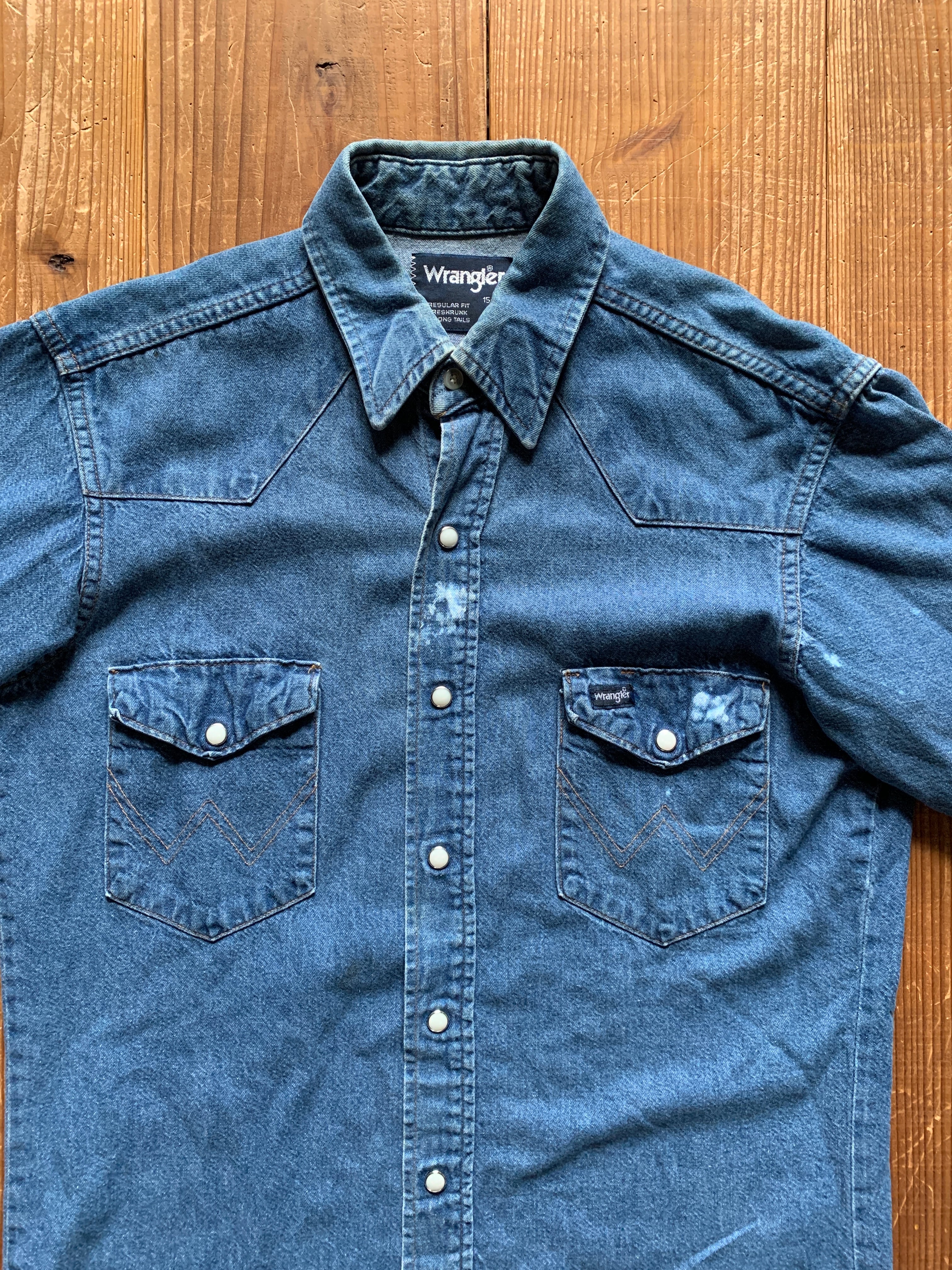 80's Wrangler 70127MW デニムウエスタンシャツ 表記(15-32) USA製