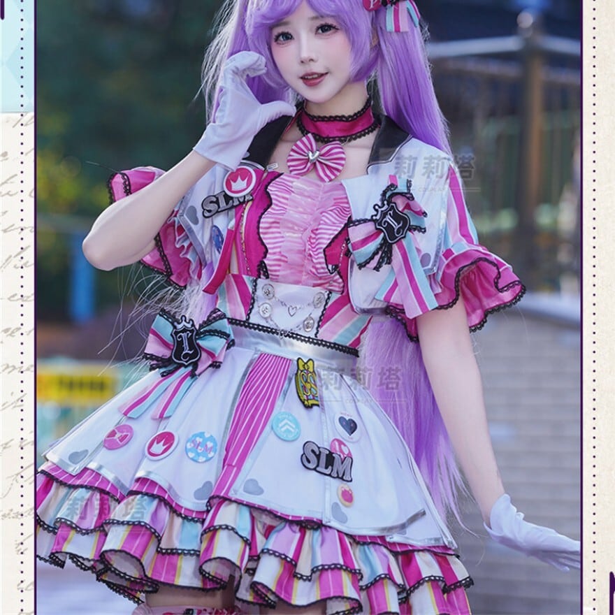 ライブ参戦服 アイドル衣装 チェリーピンクコスプレ フリル映え